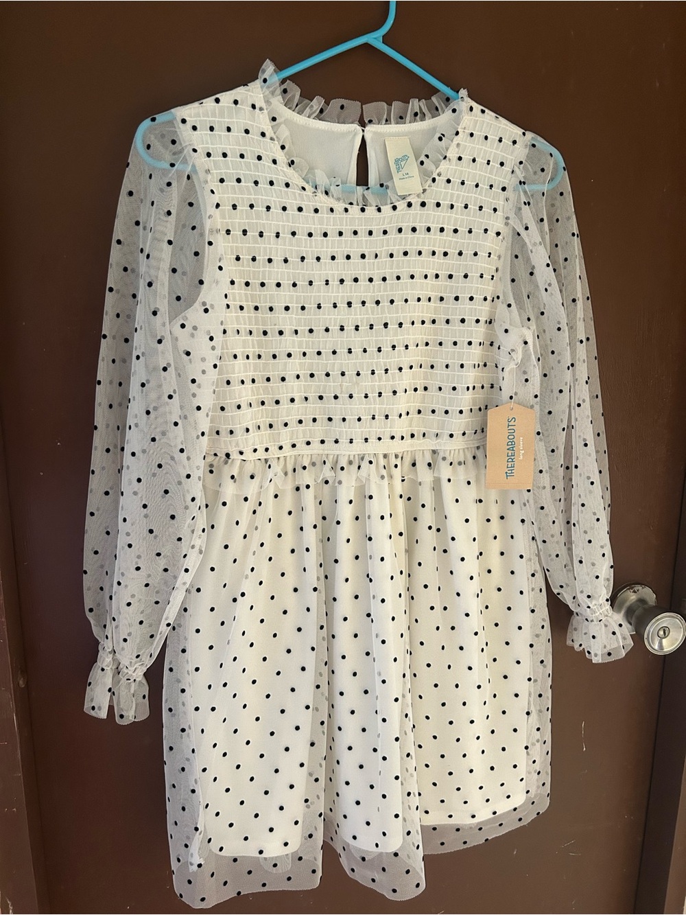 The Children's Place White and Black Polka Dot Mesh Party Dress